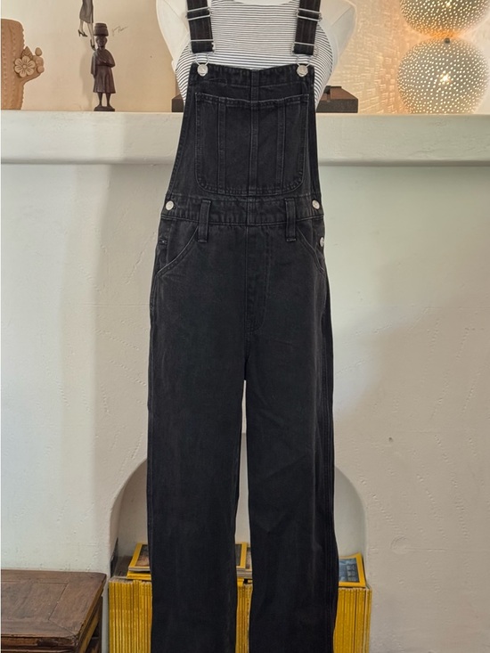 Madewell Denim - Madewell Washed Black Denim Overalls Small Straight Leg Minimal Workwear